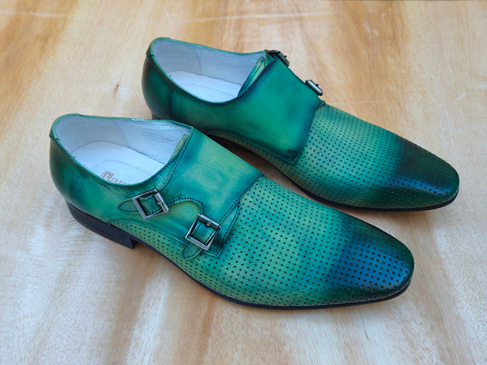 Distress Finished Double Monk Strap Loafer