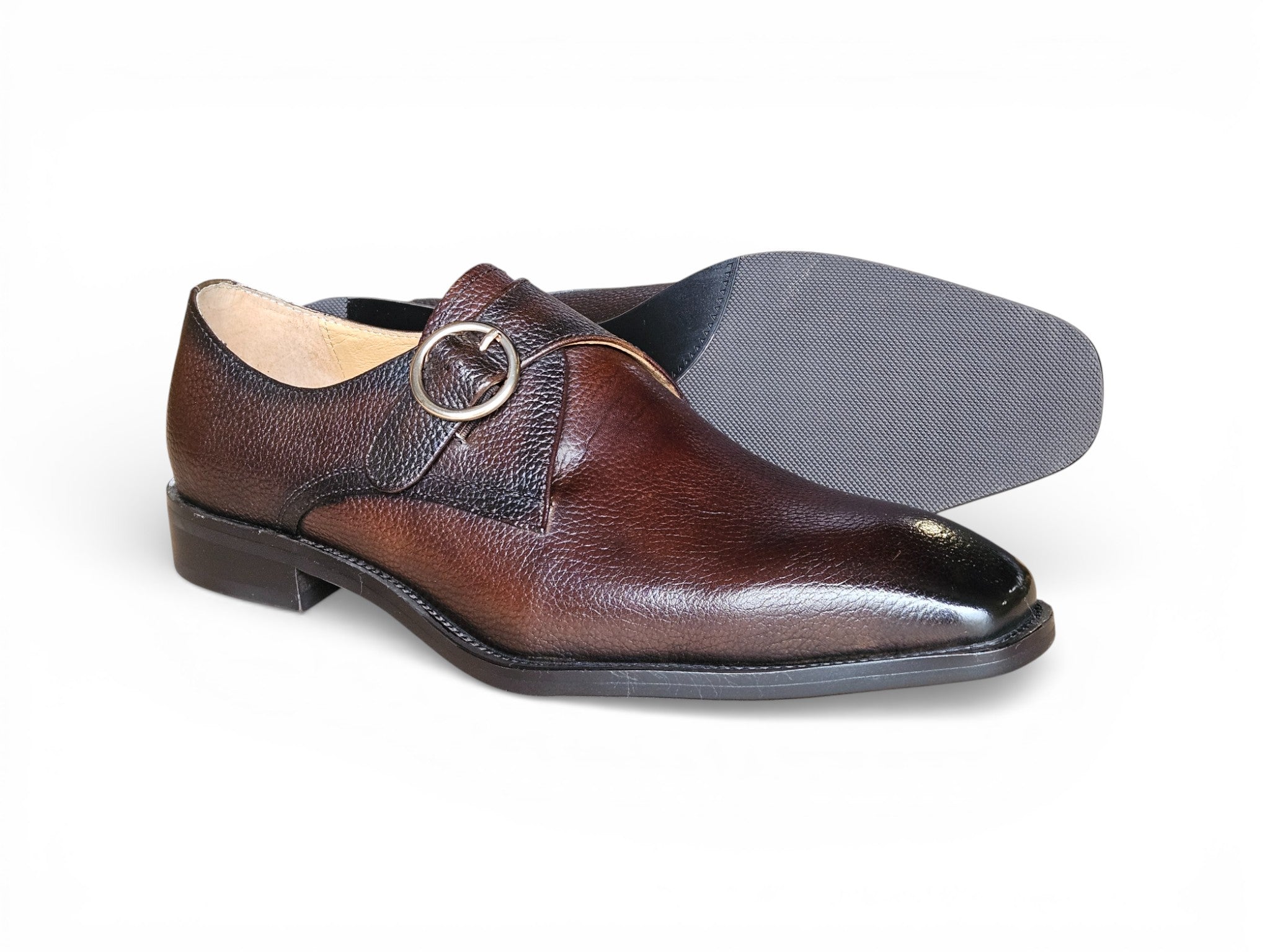 Single Monk Strap Plain Toe Shoes