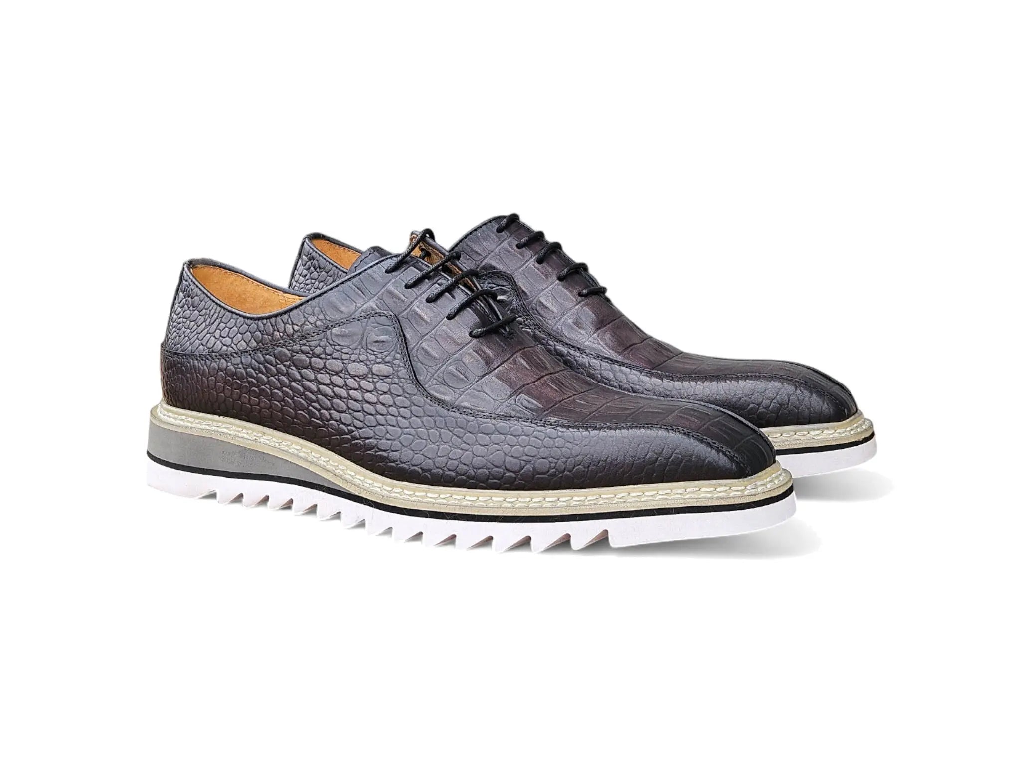 Alligator Embossed Leather Derby Carrucci