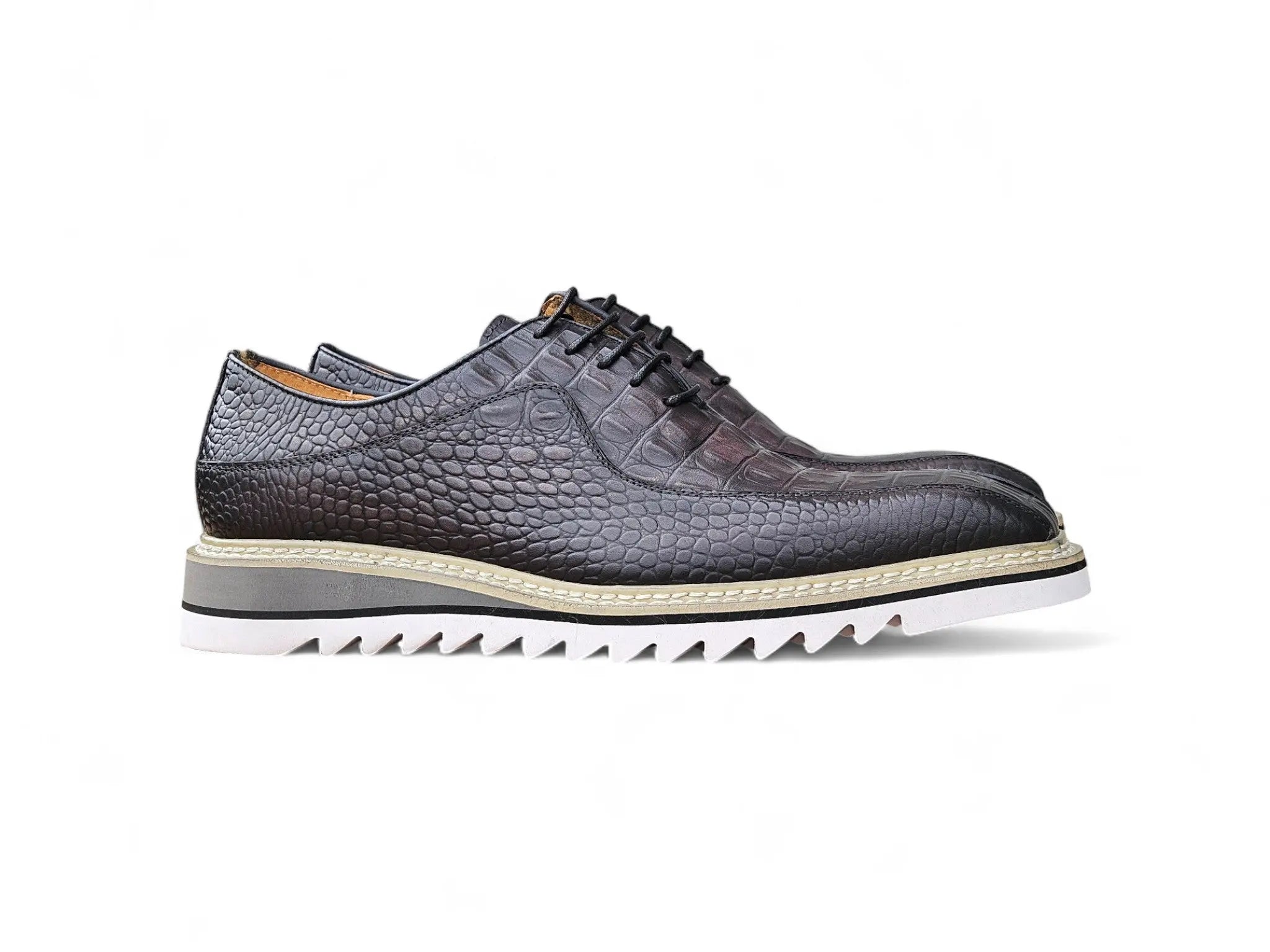 Alligator Embossed Leather Derby Carrucci