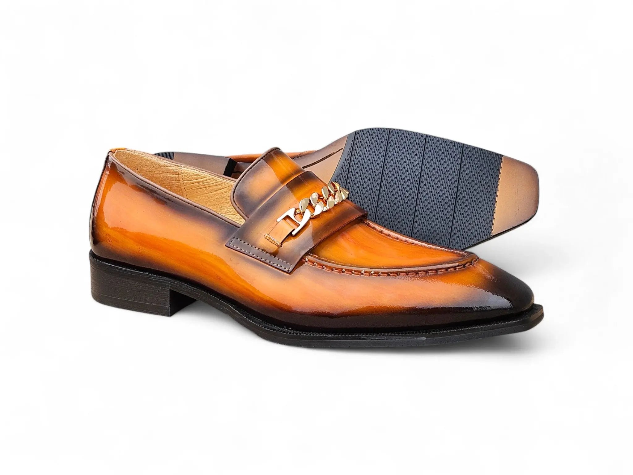 Amber Patent Leather Chain Loafer Carrucci