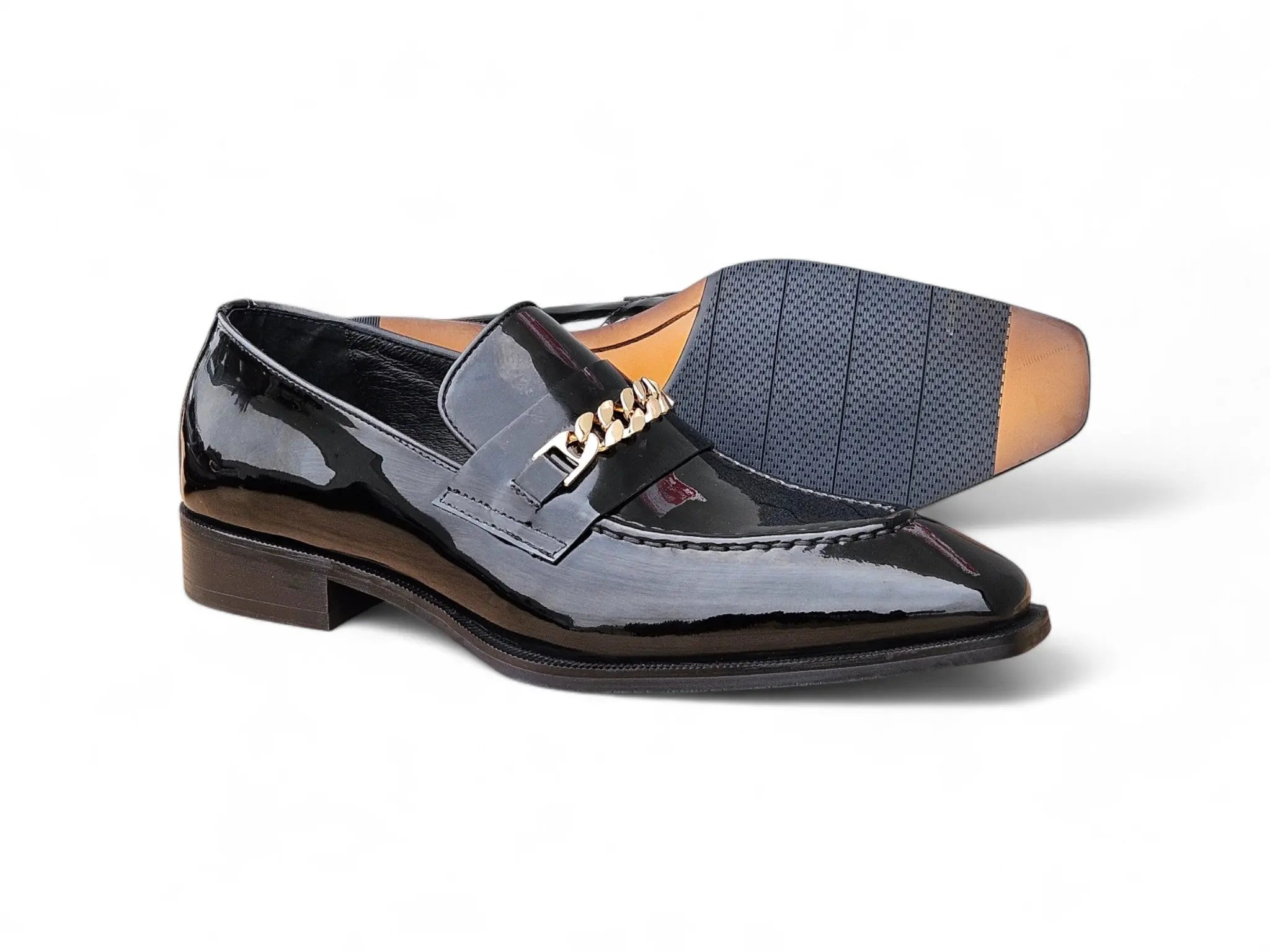 Amber Patent Leather Chain Loafer Carrucci