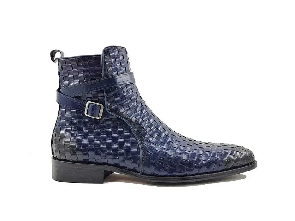 Basket Weave Calfskin Buckle Boot Carrucci