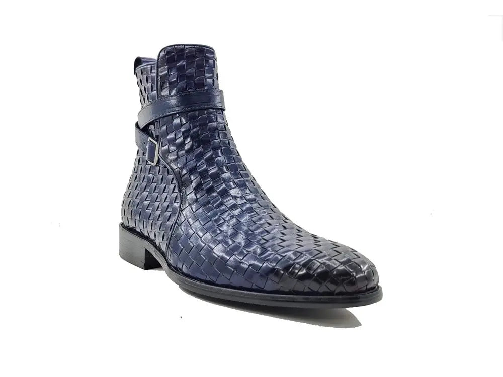 Basket Weave Calfskin Buckle Boot Carrucci