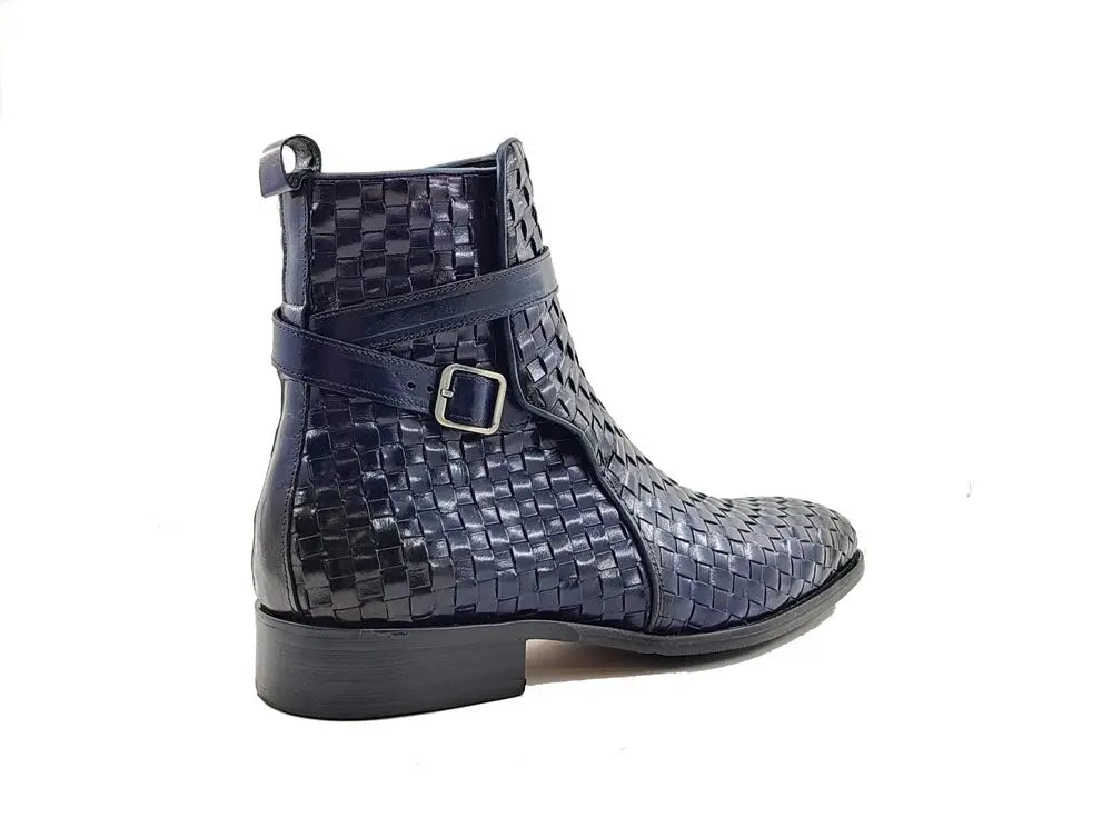 Basket Weave Calfskin Buckle Boot Carrucci