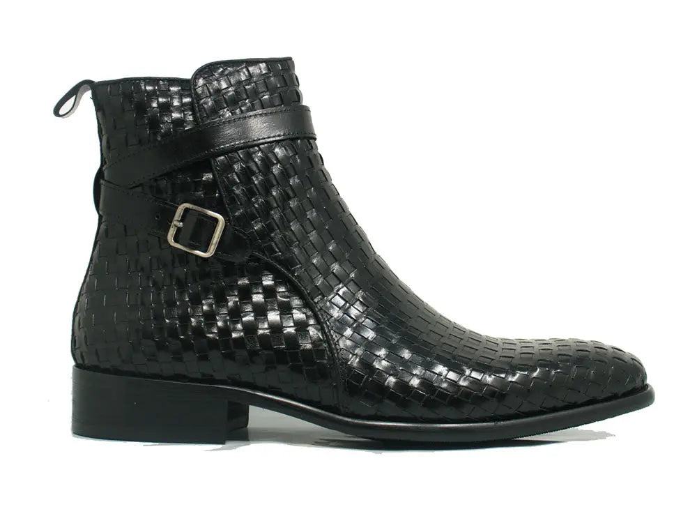 Basket Weave Calfskin Buckle Boot Carrucci