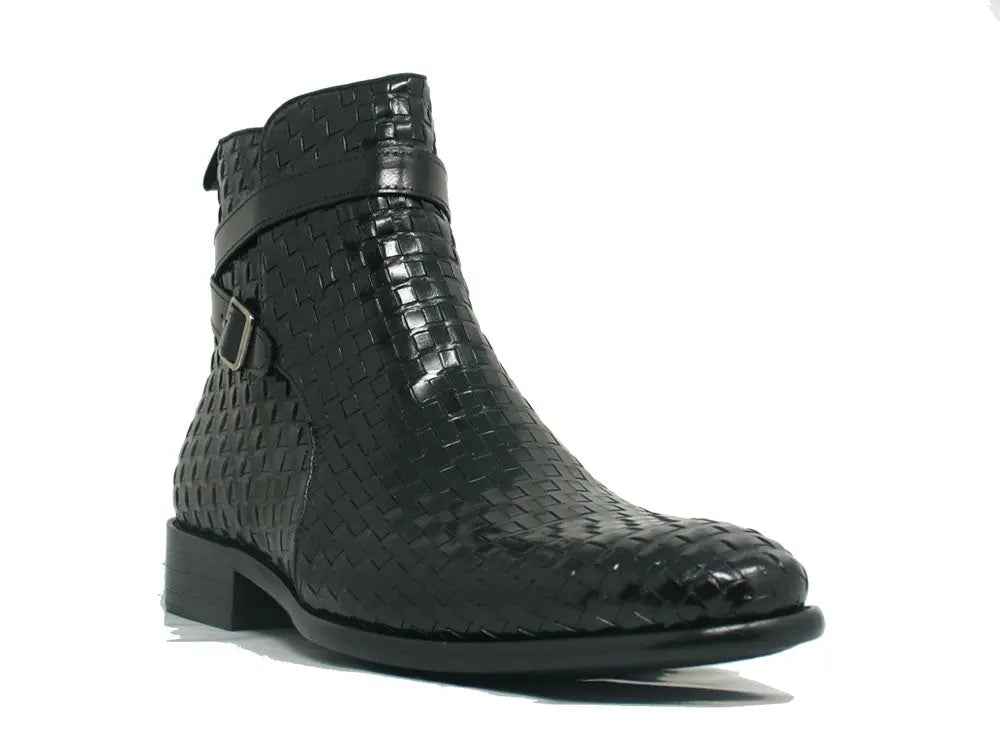 Basket Weave Calfskin Buckle Boot Carrucci