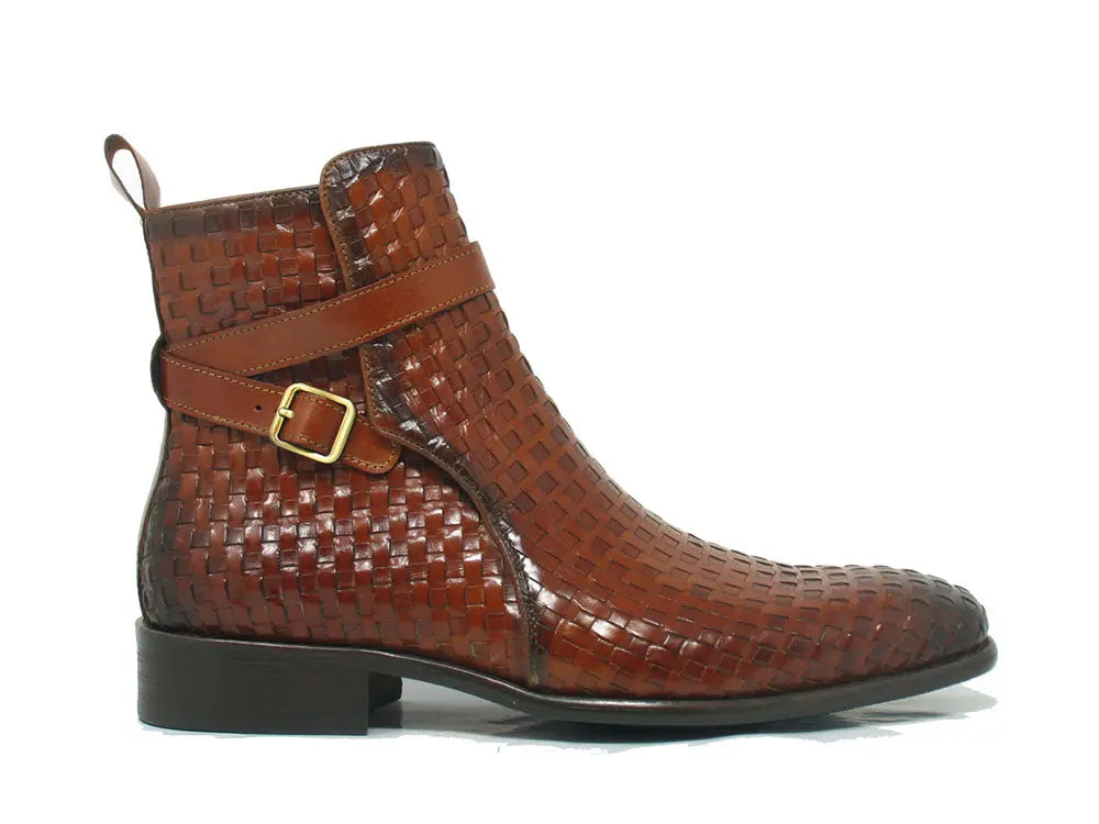 Basket Weave Calfskin Buckle Boot Carrucci