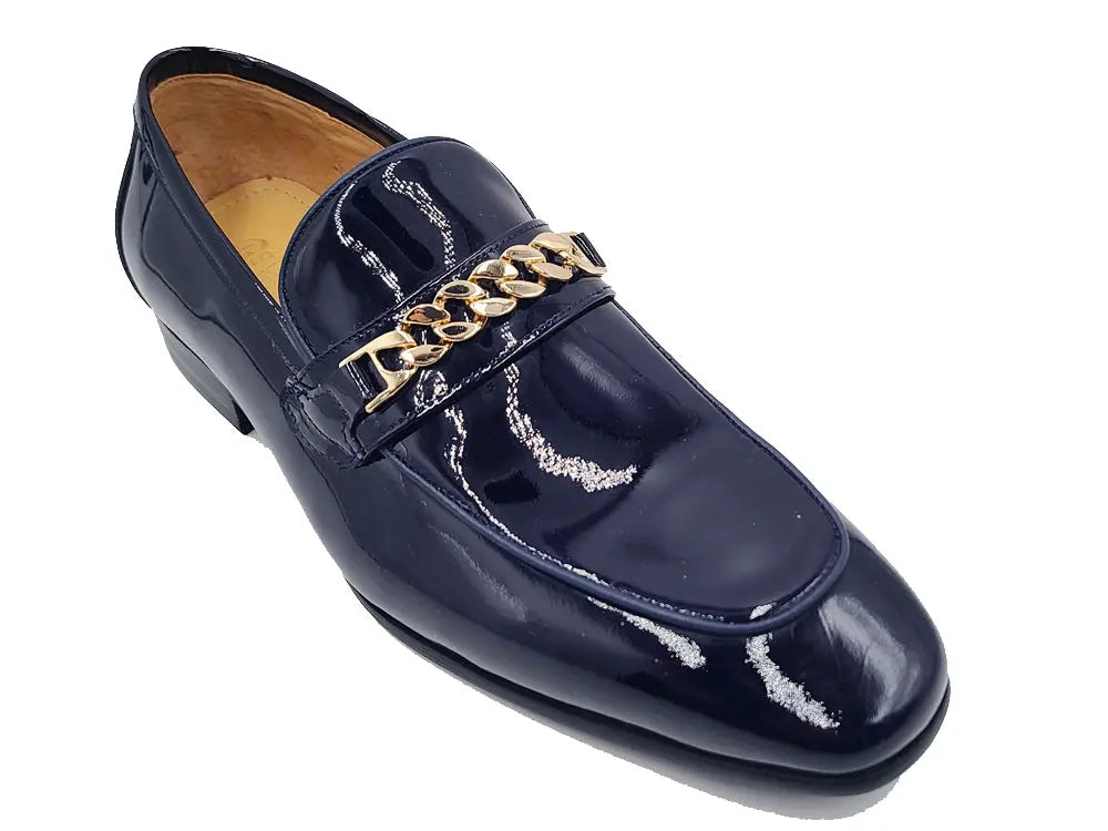 Beveled Squared Toe Patent Leather Loafer Carrucci