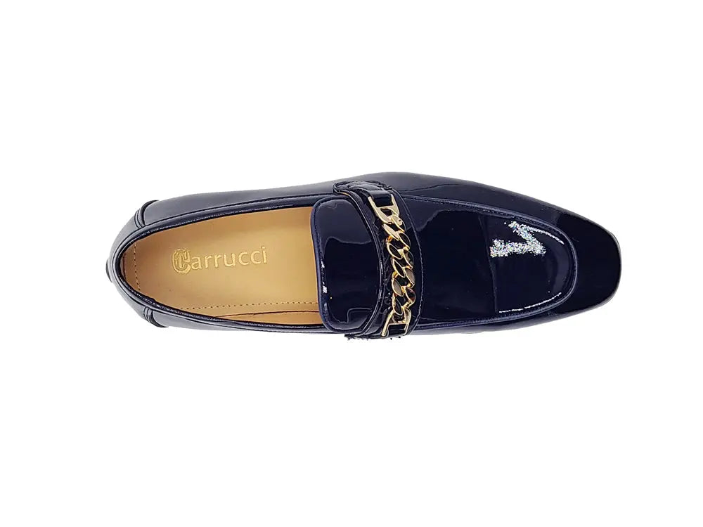 Beveled Squared Toe Patent Leather Loafer Carrucci