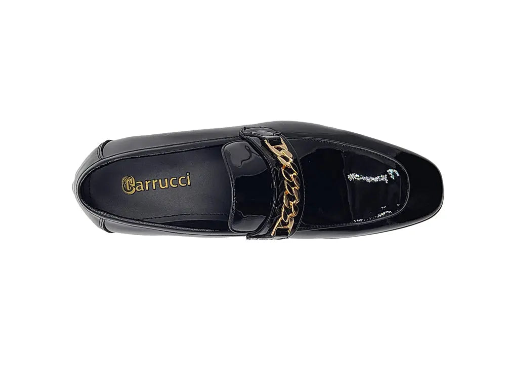 Beveled Squared Toe Patent Leather Loafer Carrucci