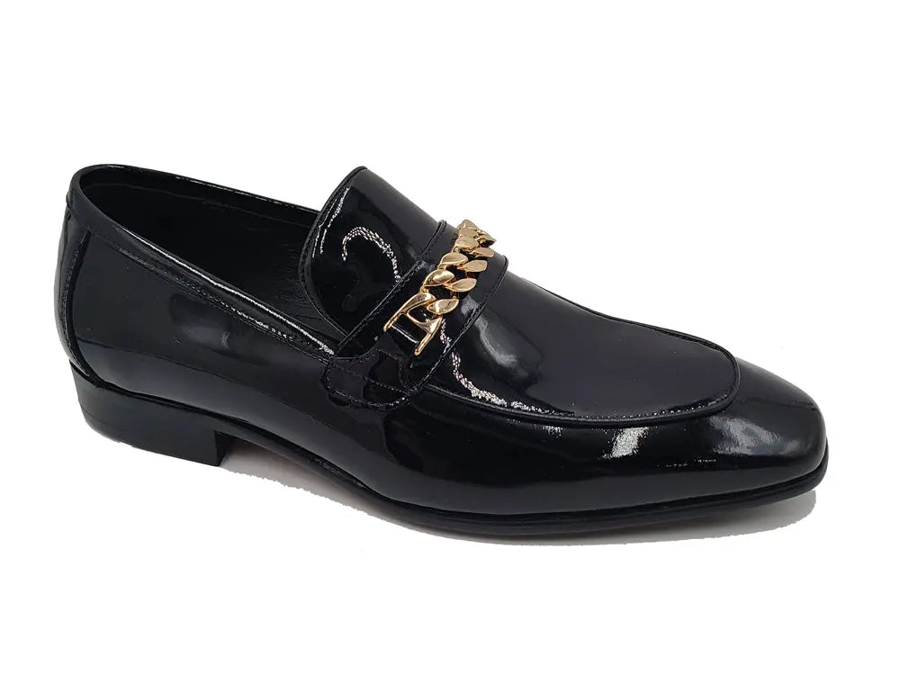 Beveled Squared Toe Patent Leather Loafer Carrucci