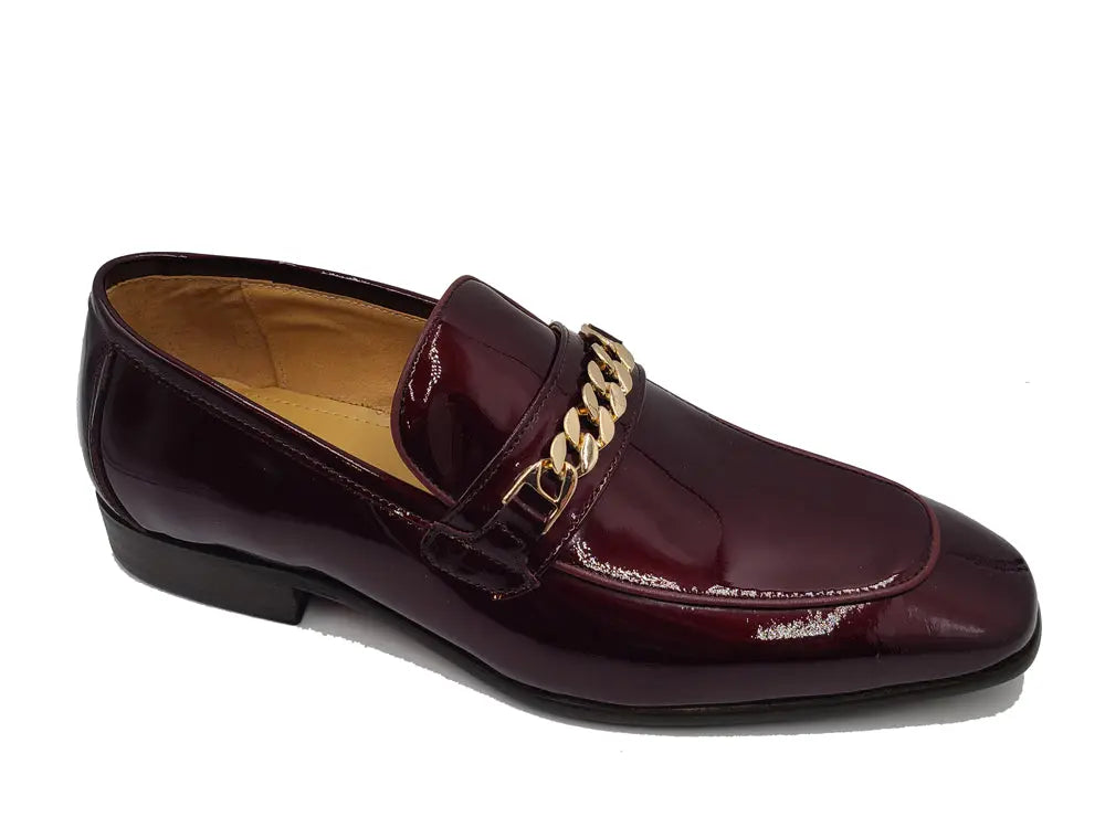 Beveled Squared Toe Patent Leather Loafer Carrucci