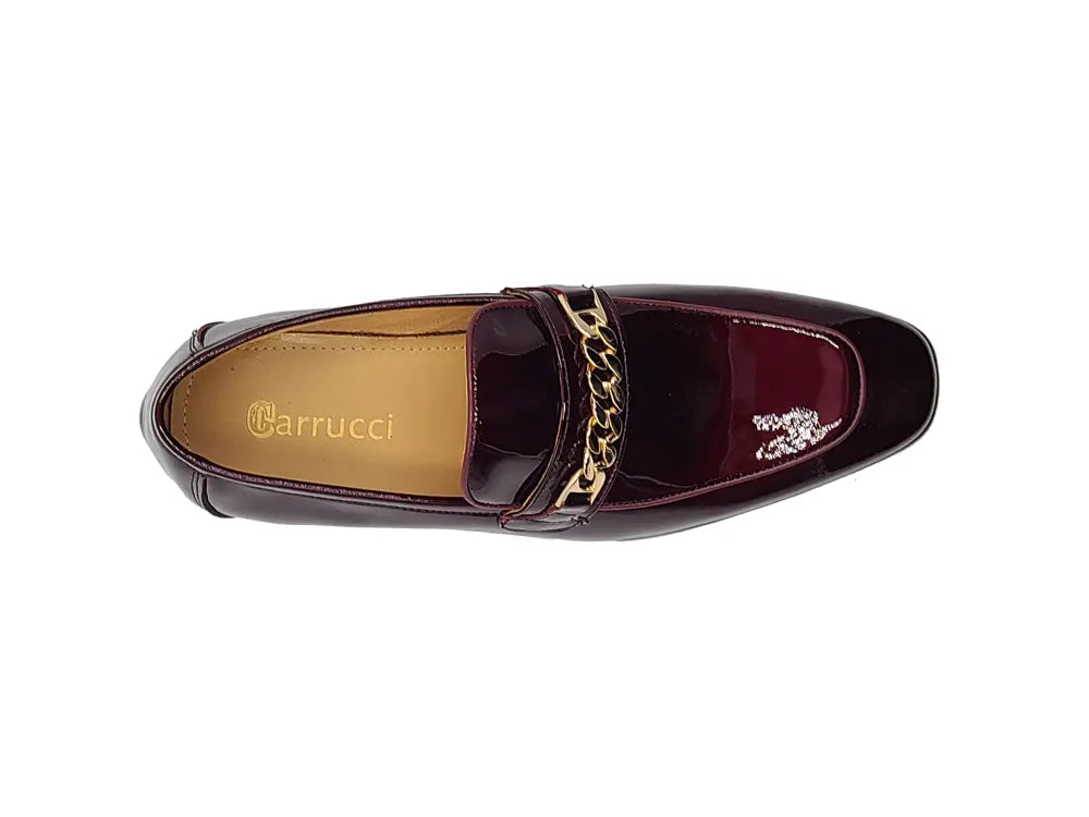 Beveled Squared Toe Patent Leather Loafer Carrucci