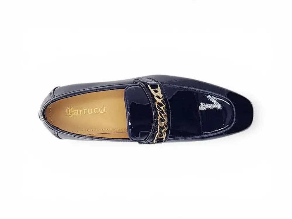 Beveled Squared Toe Patent Leather Loafer Carrucci