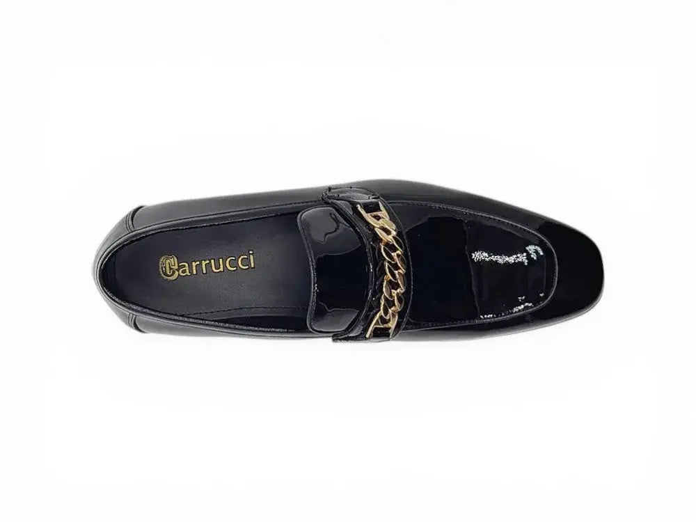 Beveled Squared Toe Patent Leather Loafer Carrucci