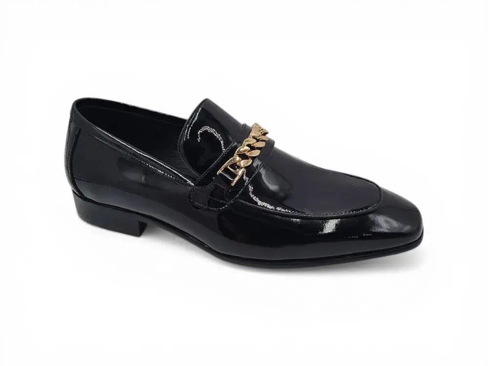 Beveled Squared Toe Patent Leather Loafer Carrucci