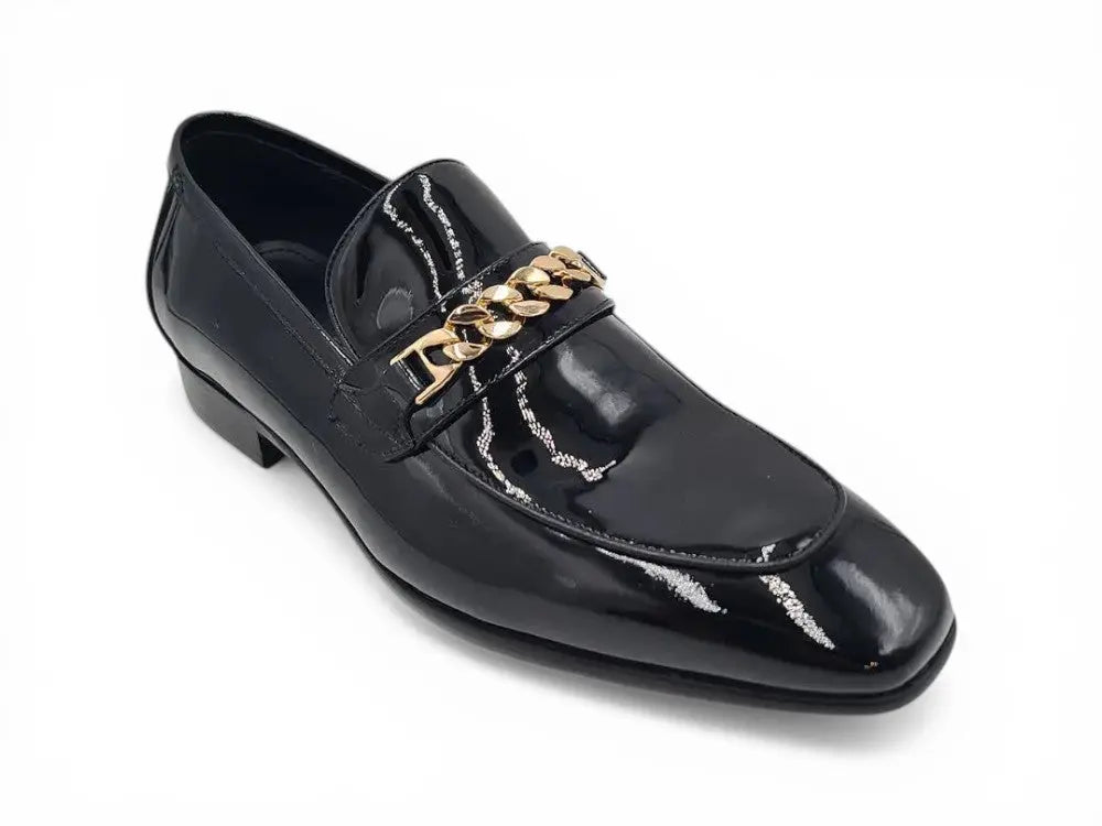 Beveled Squared Toe Patent Leather Loafer Carrucci