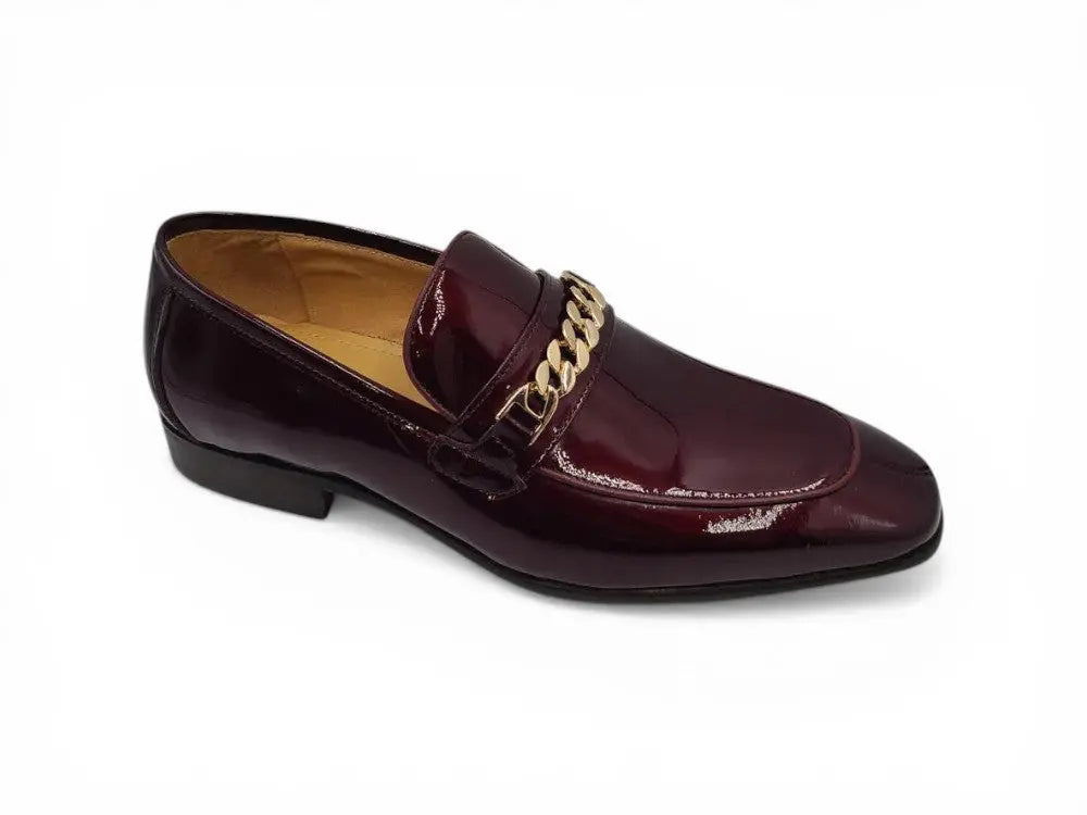 Beveled Squared Toe Patent Leather Loafer Carrucci