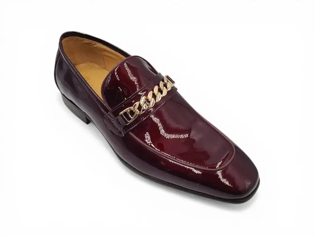 Beveled Squared Toe Patent Leather Loafer Carrucci