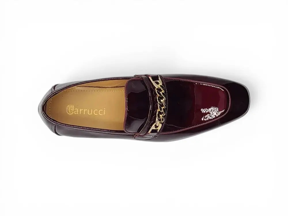 Beveled Squared Toe Patent Leather Loafer Carrucci