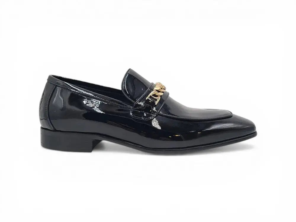 Beveled Squared Toe Patent Leather Loafer Carrucci