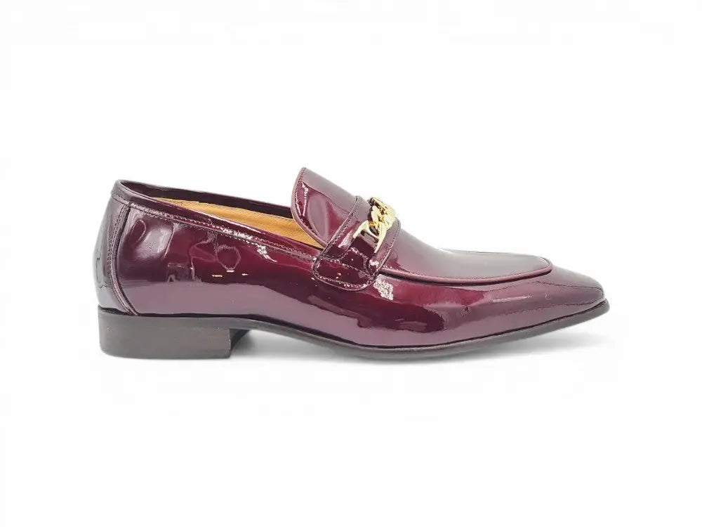 Beveled Squared Toe Patent Leather Loafer Carrucci