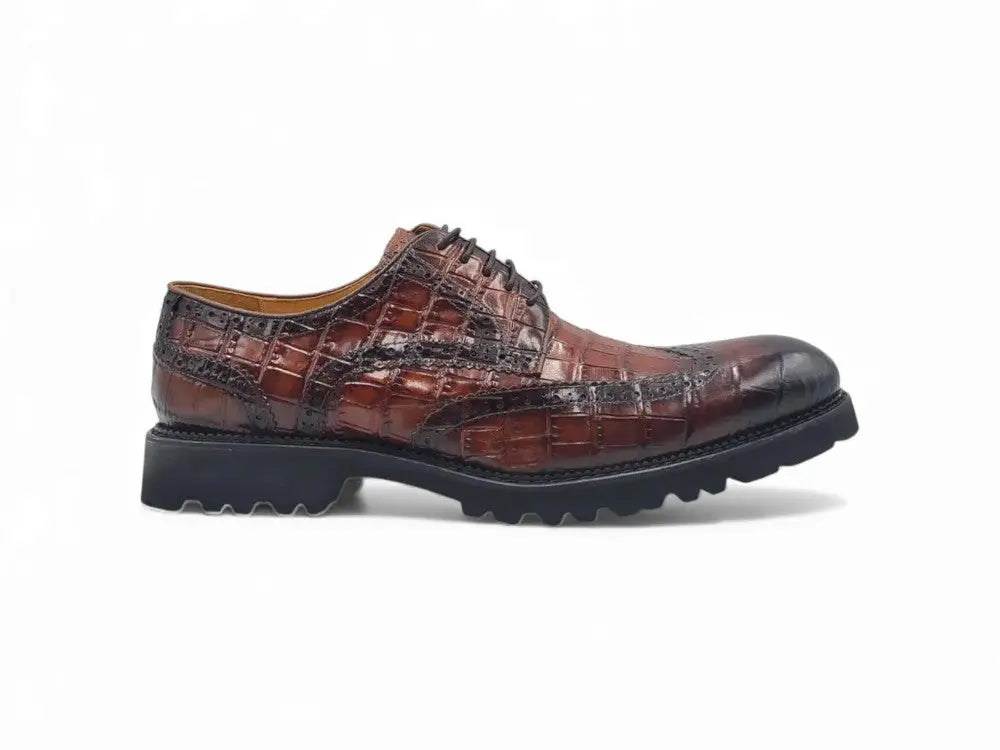 Blucher Style Alligator Embossed Oxford Carrucci