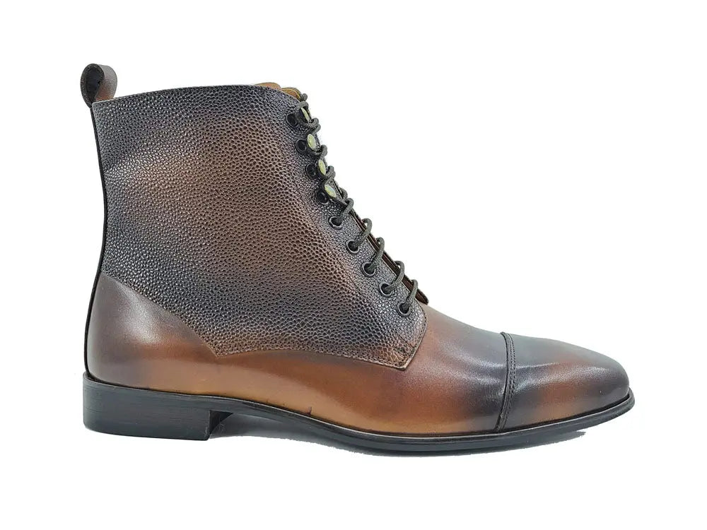 Brogue Cap Toe Leather Boot Carrucci