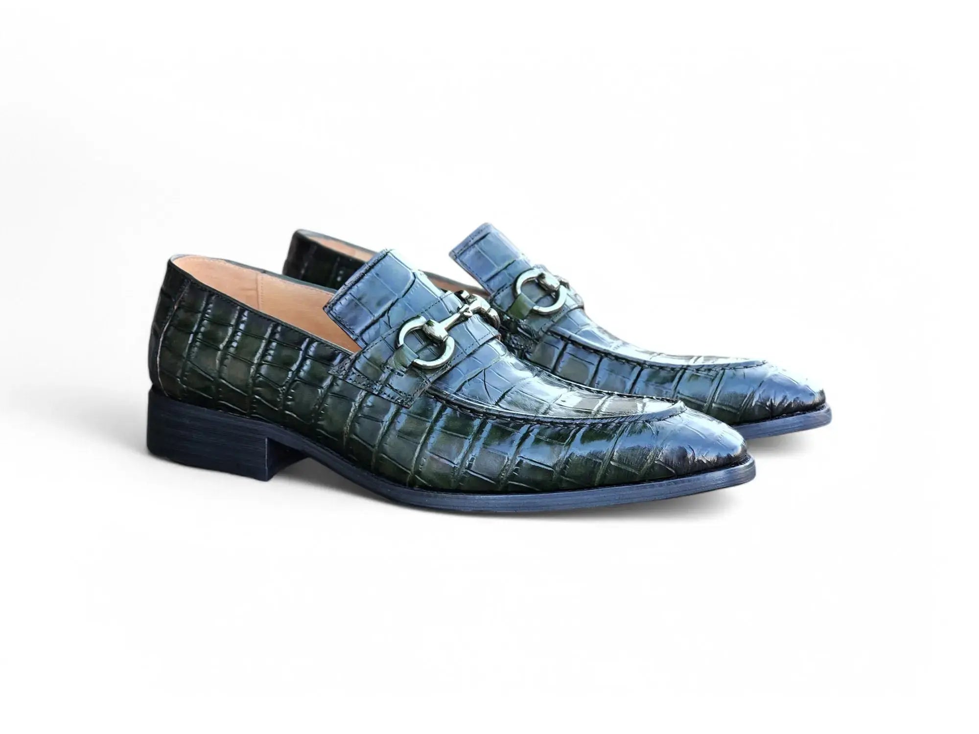 Buckle Loafer w Gator Embossed Leather Carrucci