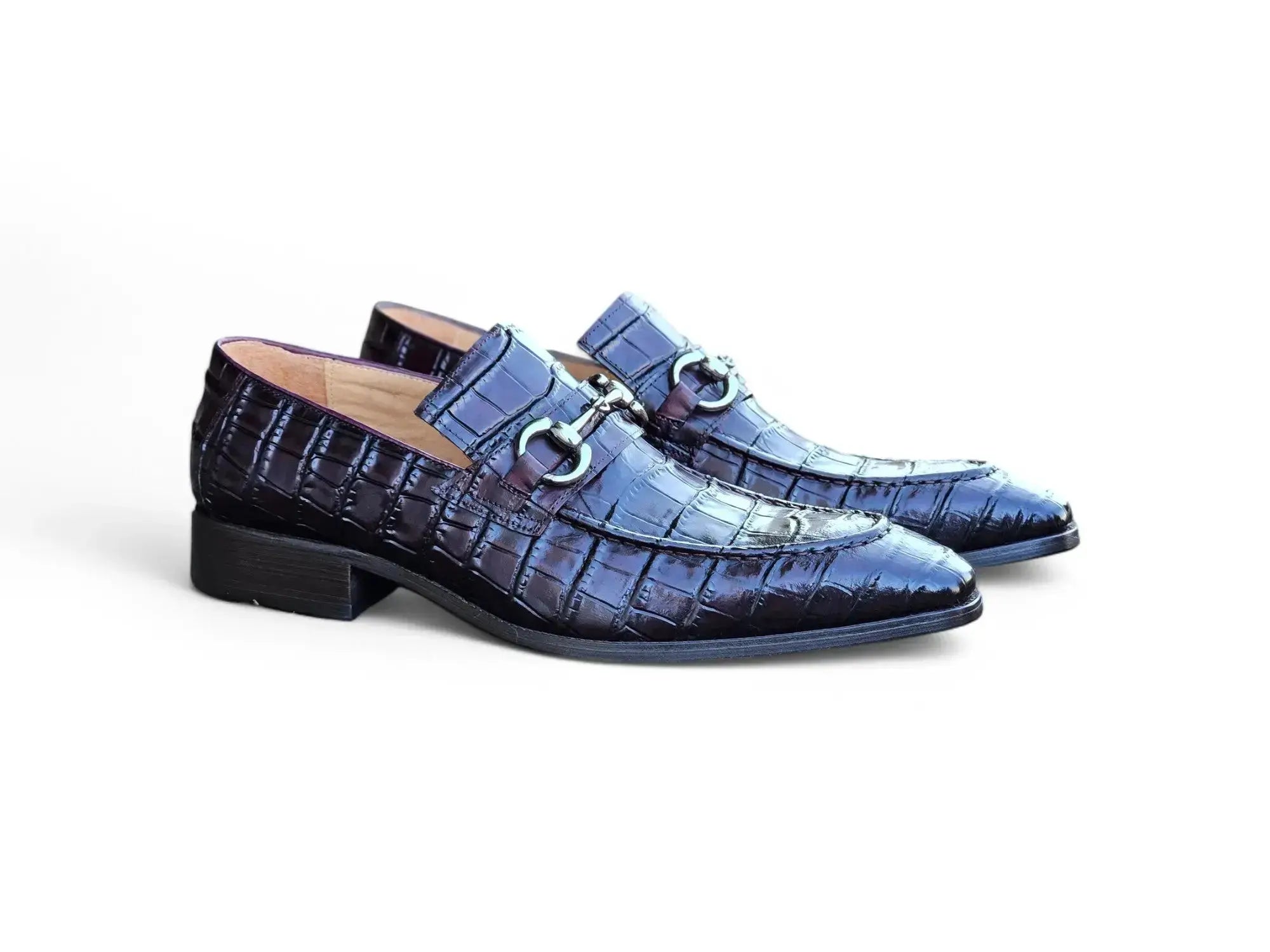 Buckle Loafer With Gator Print Embossed Leather