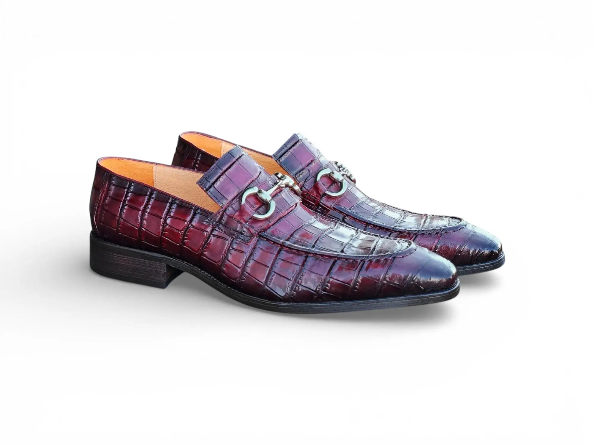 Buckle Loafer With Gator Print Embossed Leather Buckle Loafer With Gator Print Embossed Leather