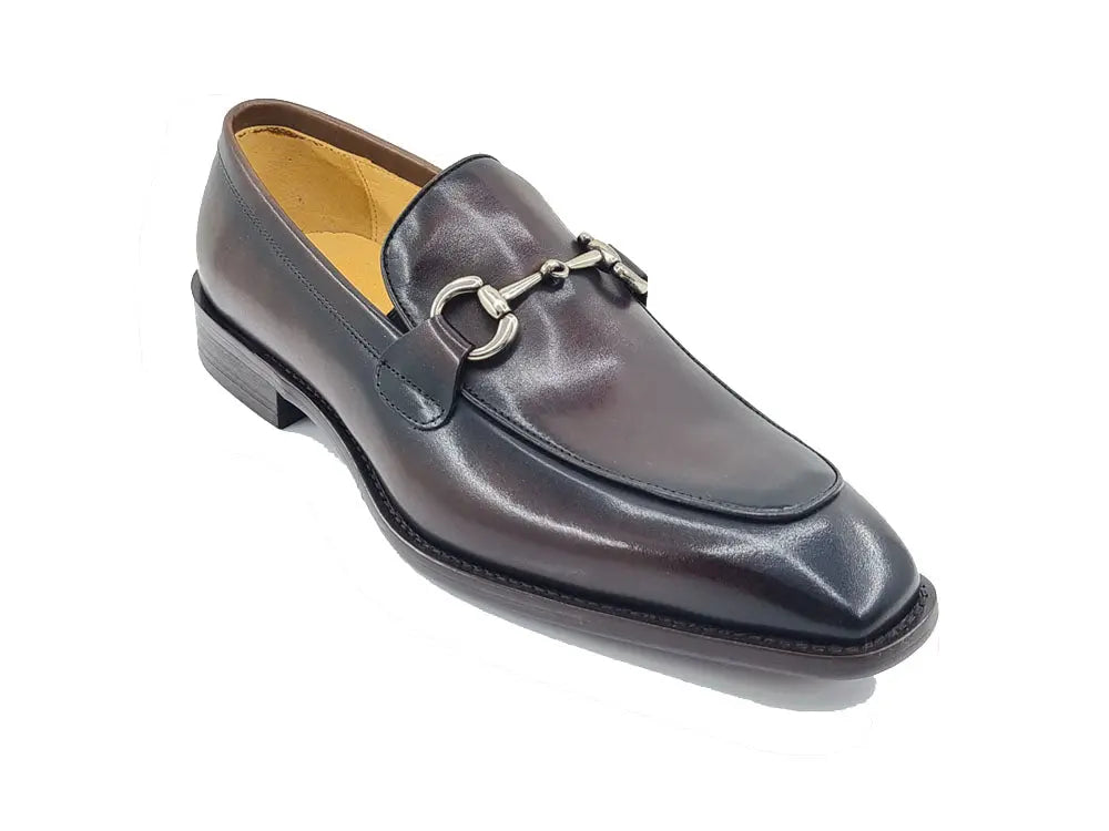 Burnished Calfskin Horsebit Loafer Carrucci