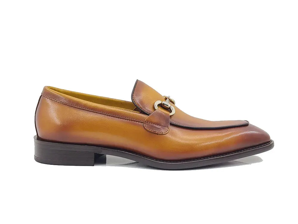 Burnished Calfskin Horsebit Loafer Carrucci