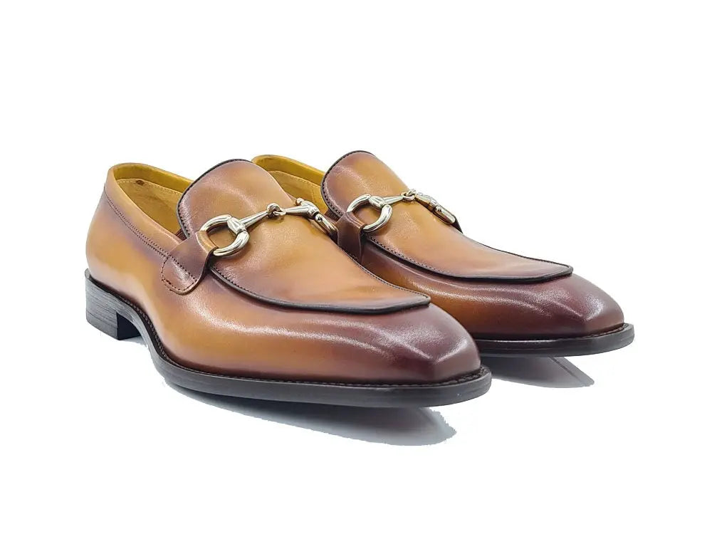 Burnished Calfskin Horsebit Loafer Carrucci