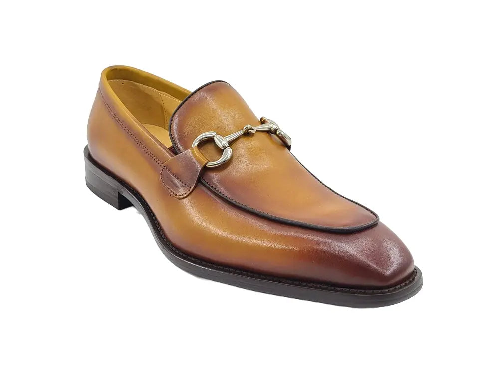 Burnished Calfskin Horsebit Loafer Carrucci