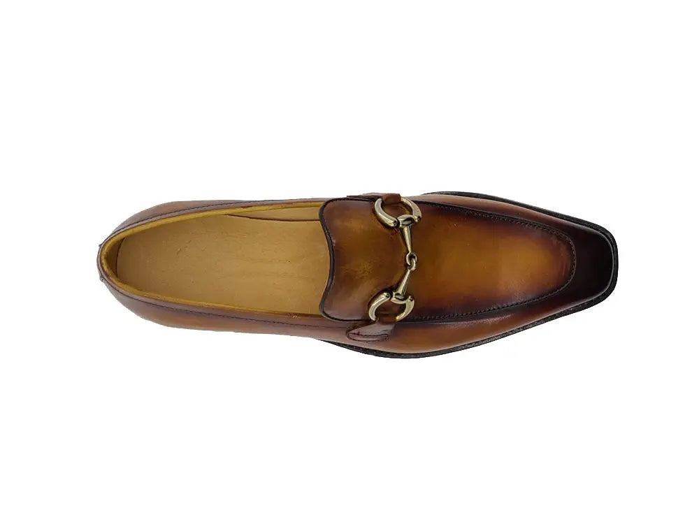 Burnished Calfskin Horsebit Loafer Carrucci