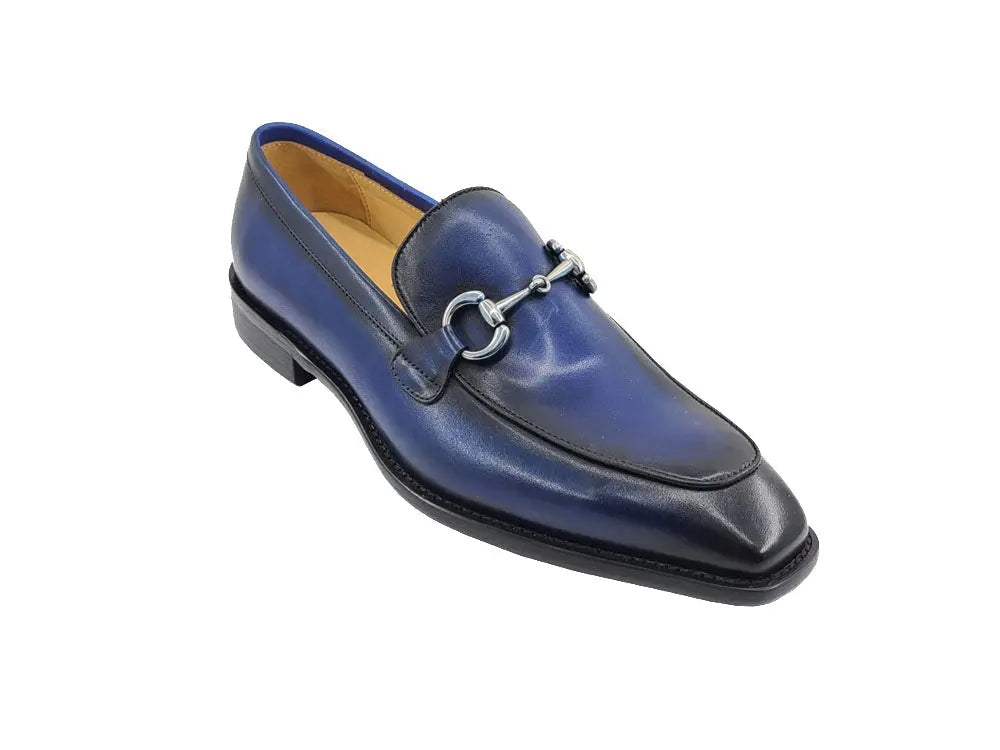 Burnished Calfskin Horsebit Loafer Carrucci