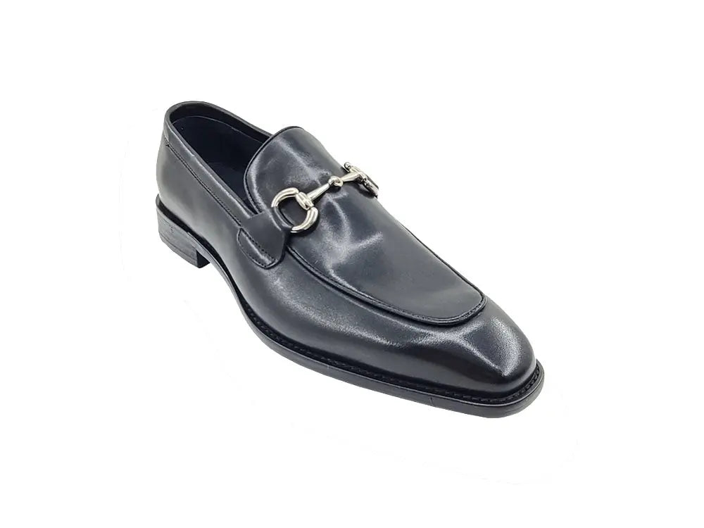 Burnished Calfskin Horsebit Loafer Carrucci