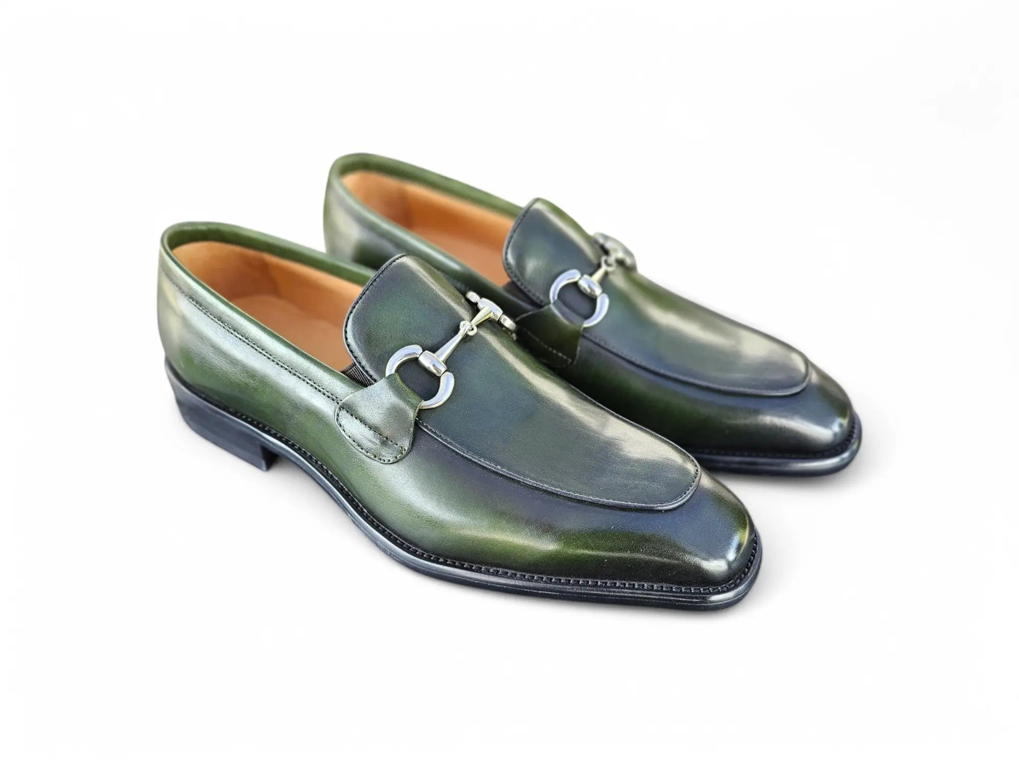 Burnished Calfskin Horsebit Loafer Carrucci