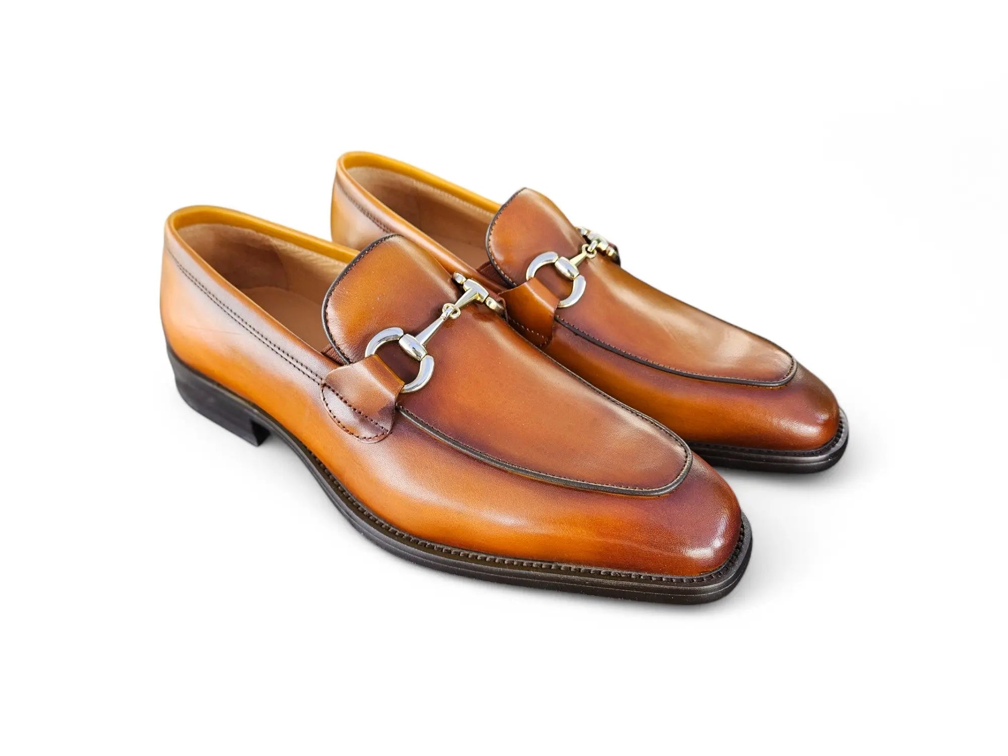 Burnished Calfskin Horsebit Loafer Carrucci