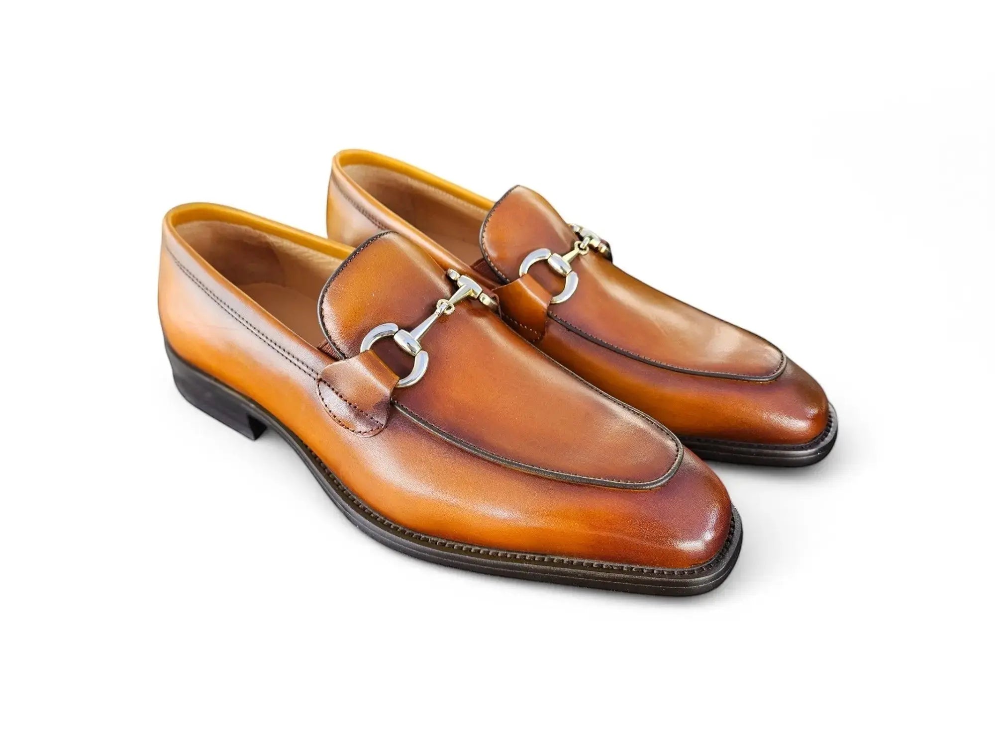 Burnished Calfskin Horsebit Loafer Carrucci