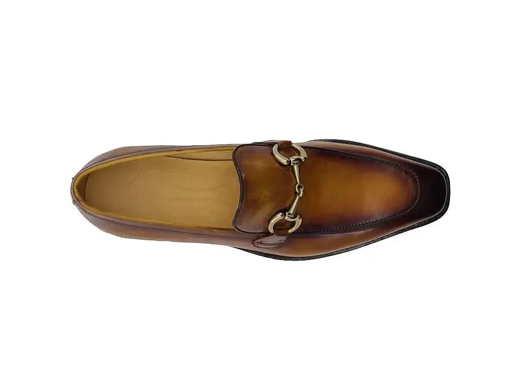 Burnished Calfskin Horsebit Loafer Carrucci