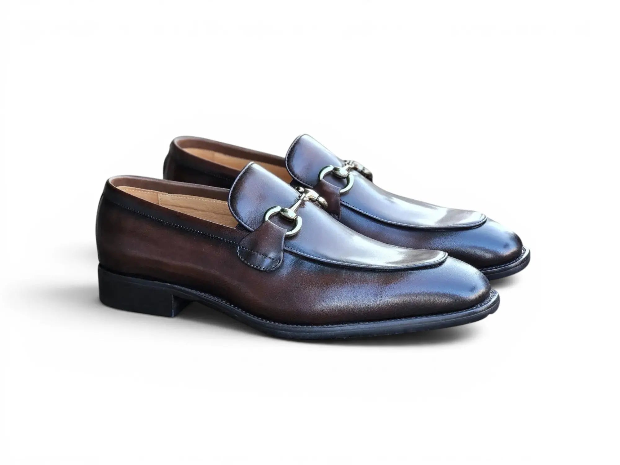 Burnished Calfskin Horsebit Loafer Carrucci