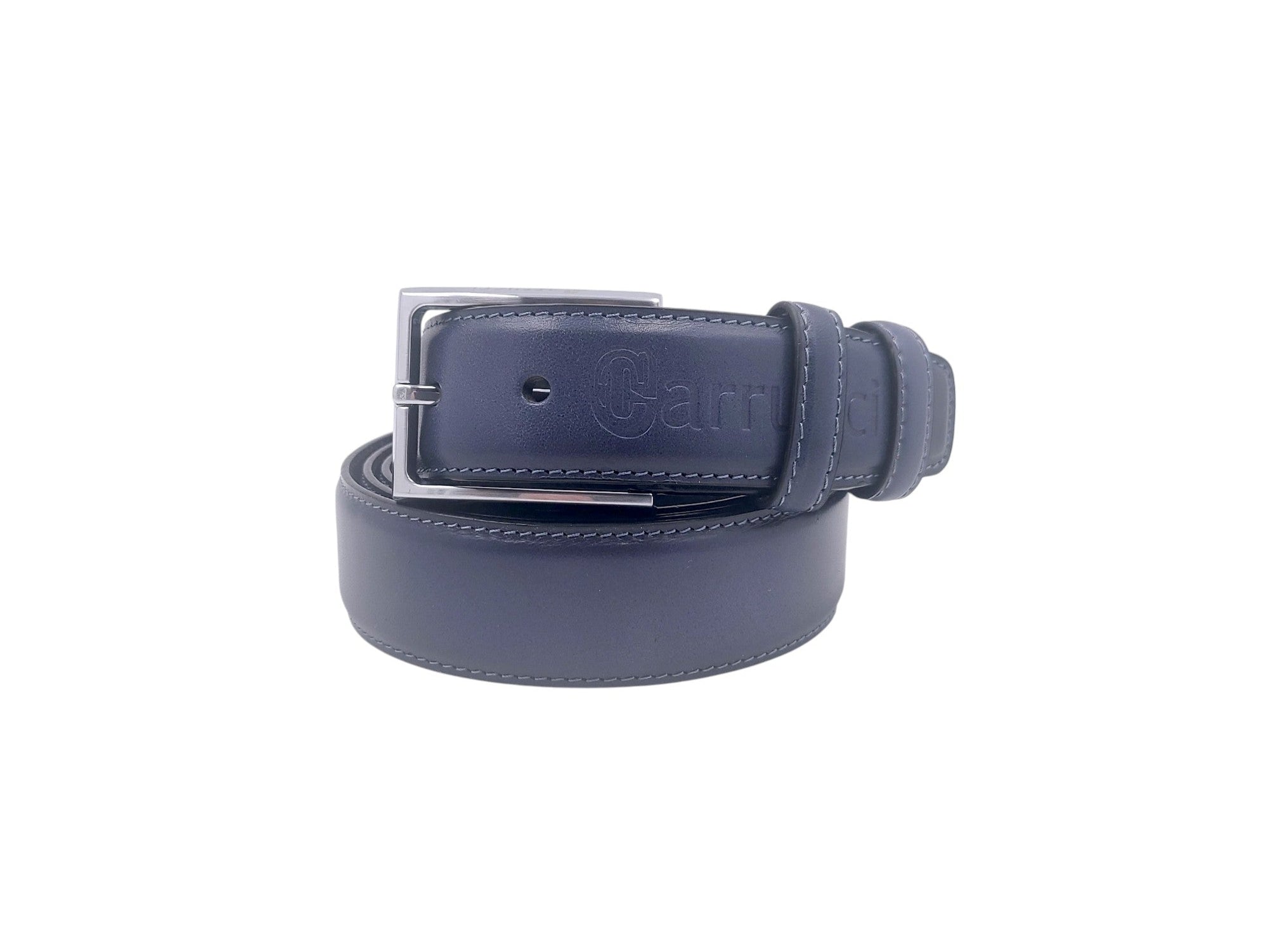 Burnished Calfskin Leather Belt Carrucci