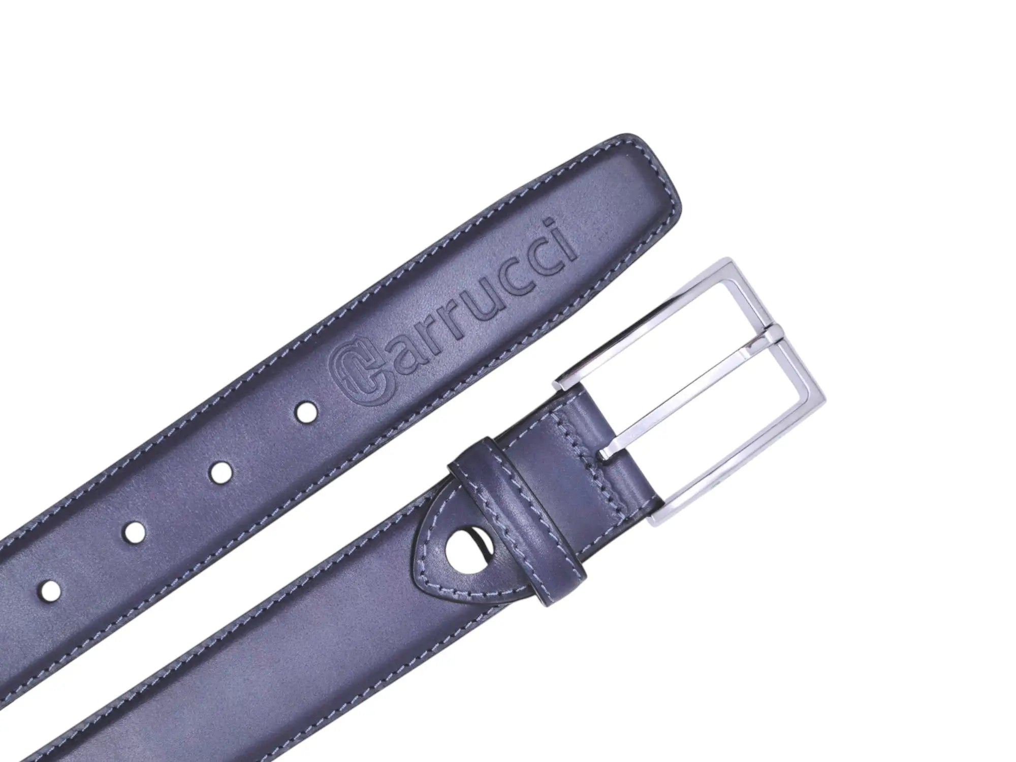 Burnished Calfskin Leather Belt Carrucci