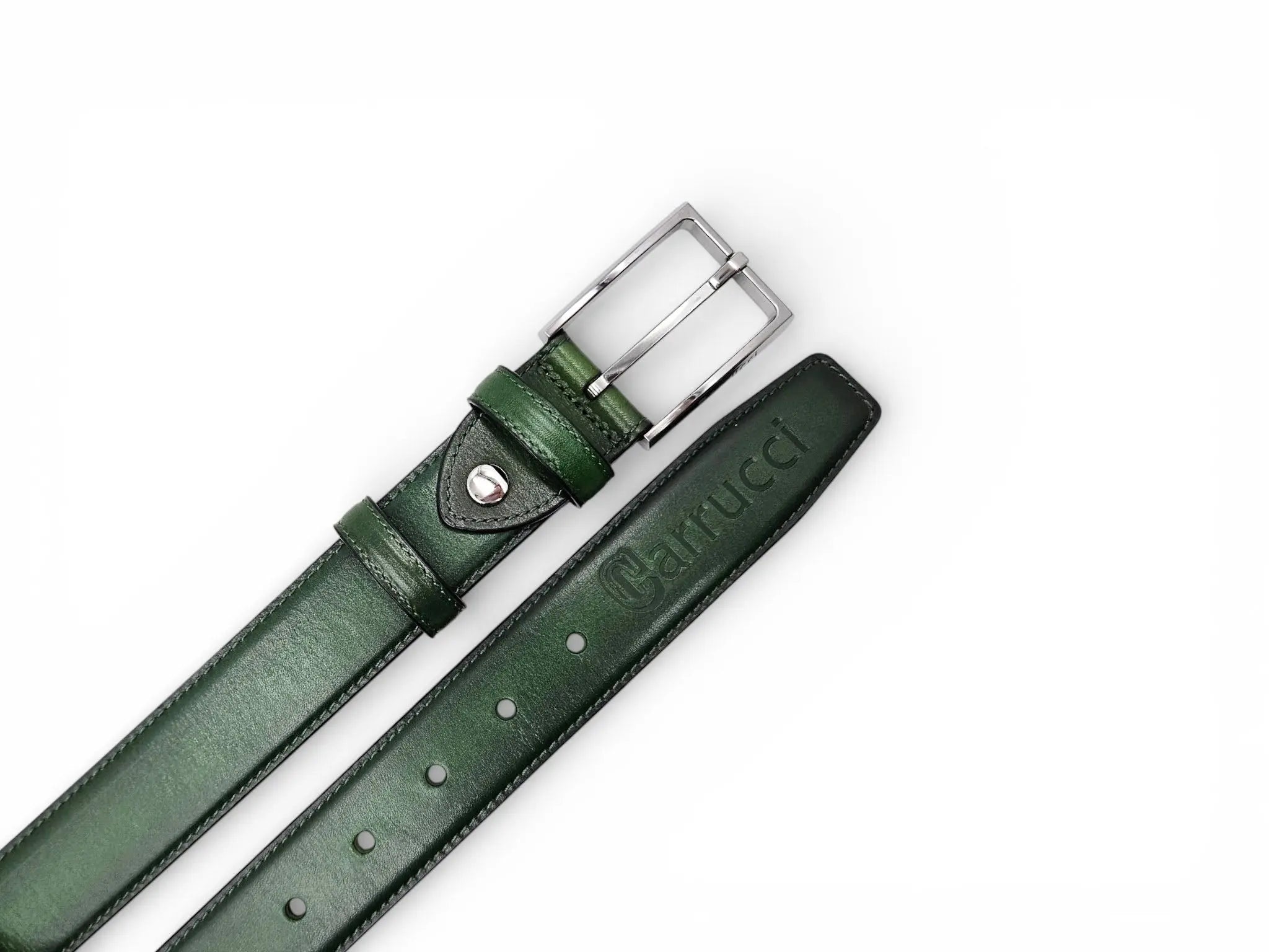 Burnished Calfskin Leather Belt Carrucci