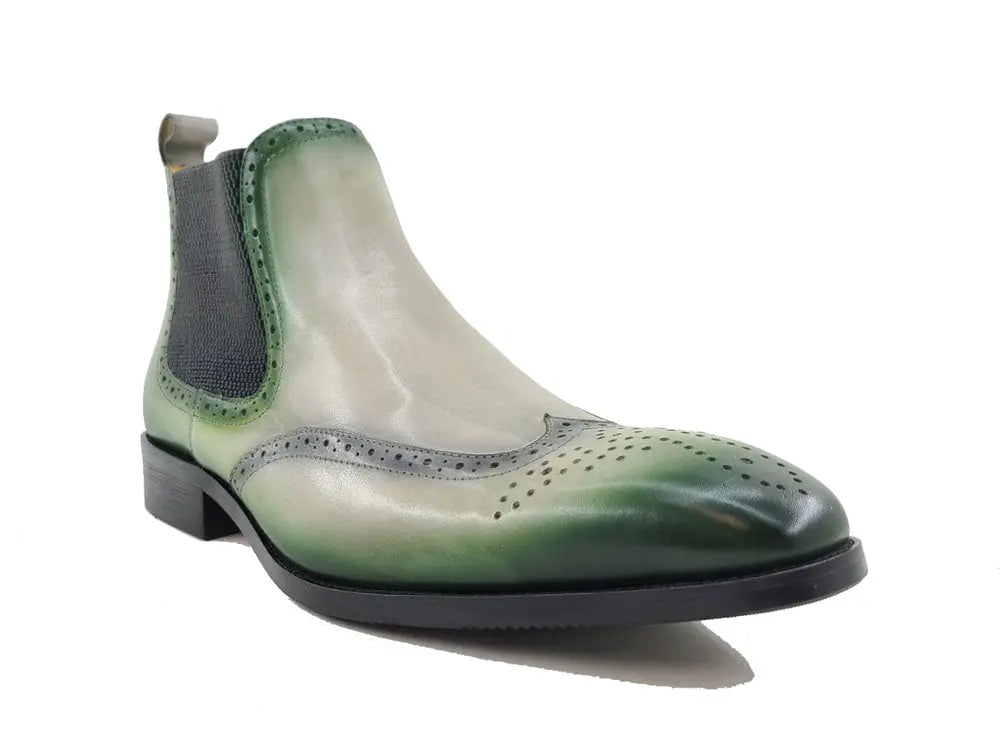 Burnished Calfskin Wingtip Boot Carrucci