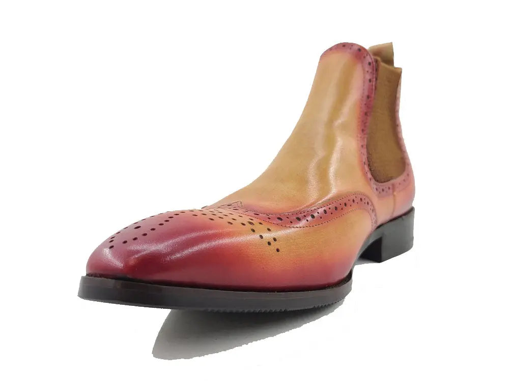Burnished Calfskin Wingtip Boot Carrucci