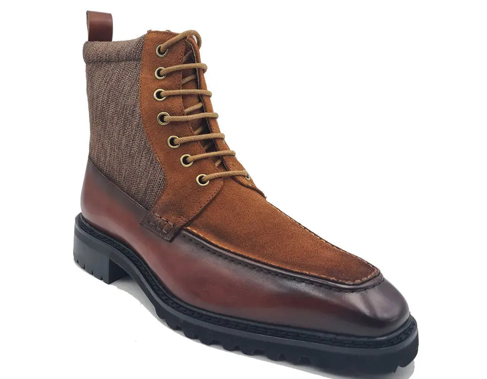Burnished Calfskin & Suede Slip-On Boot Carrucci